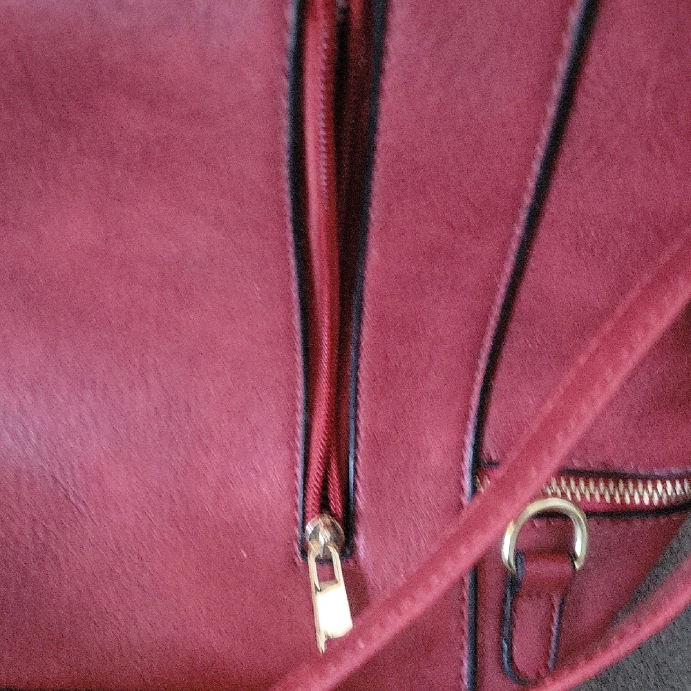 Red Faux Leather Backpack Purse - Picture 12 of 16